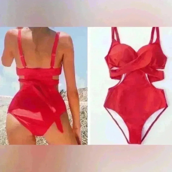 Cupshe Other - Cupshe Red Cutout One Piece Swimsuit with molded cups